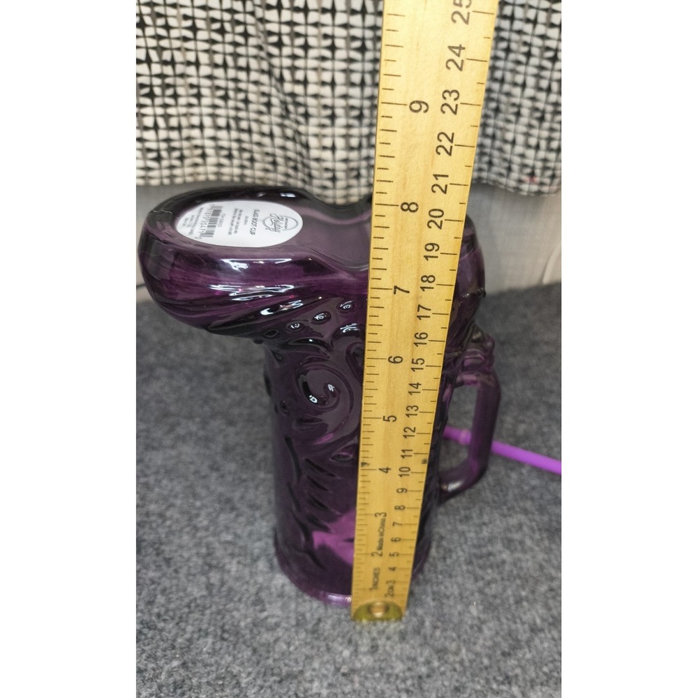 Destination Holiday Purple Glass Cowboy Boot Cup 20oz with Bamboo Lid and Straw - Picture 6 of 10